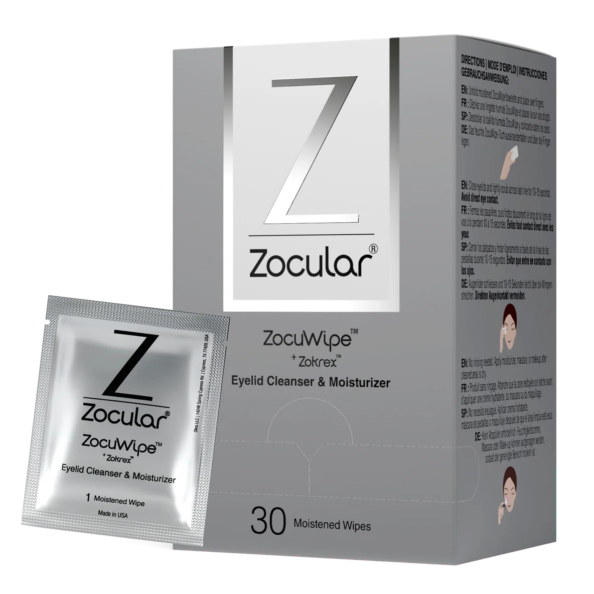 Zocular ZocuWIPE eyelid cleansing wipe